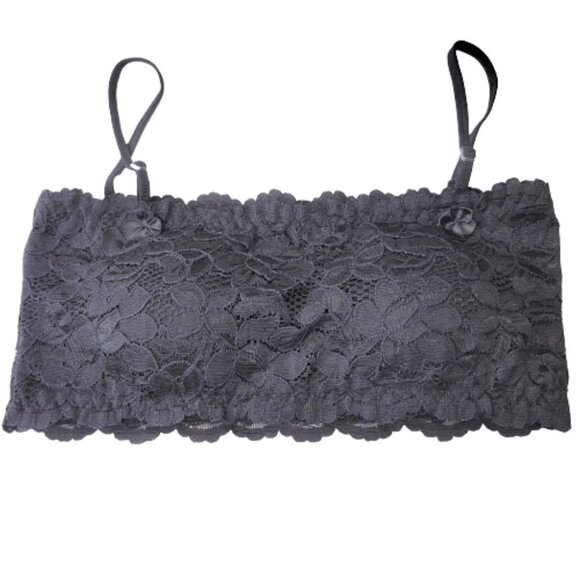 Sexy Black Bralette Crop Top Lace Bandeau Adjustable Straps Removable Pads - NEW - Picture 2 of 12